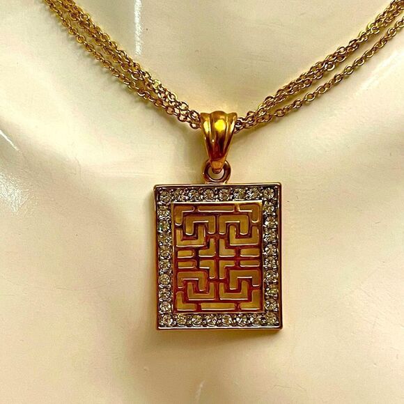 Vintage Givenchy Gold-Tone Geometric Pendant Necklace – Timeless Elegance - Picture 1 of 5